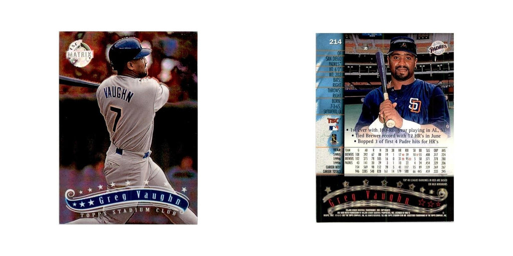 1997 Stadium Club Greg Vaughn Baseball Cards #214