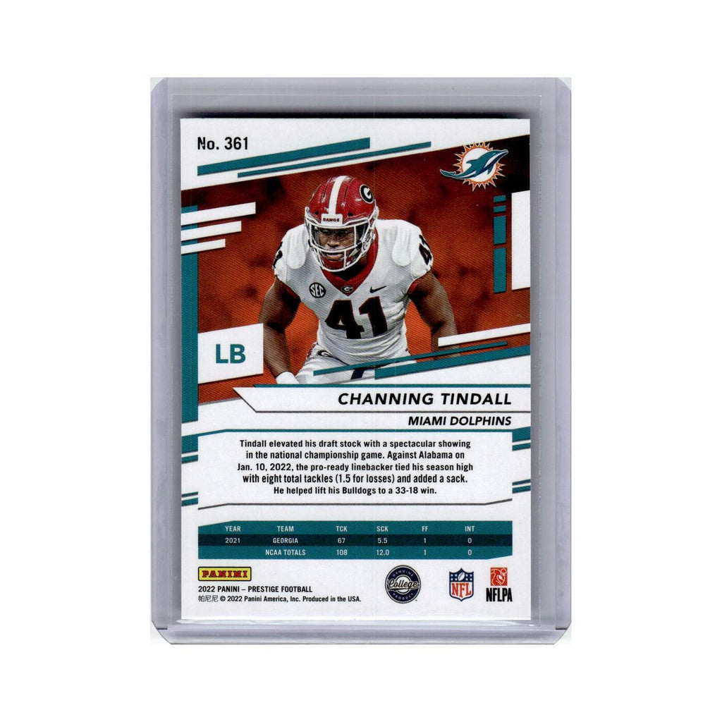 Channing Tindall Rookie 2022 Panini Prestige #361 Miami Dolphins NM