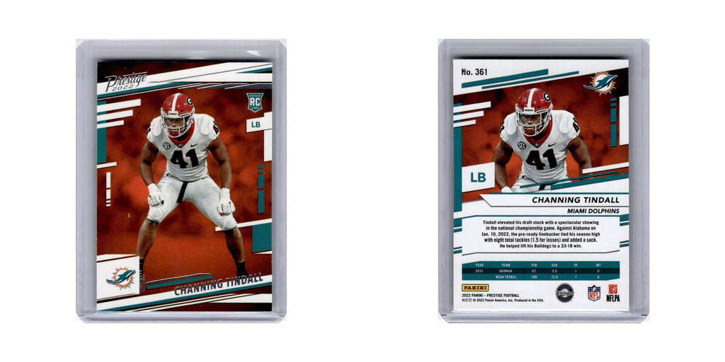 Channing Tindall Rookie 2022 Panini Prestige #361 Miami Dolphins NM