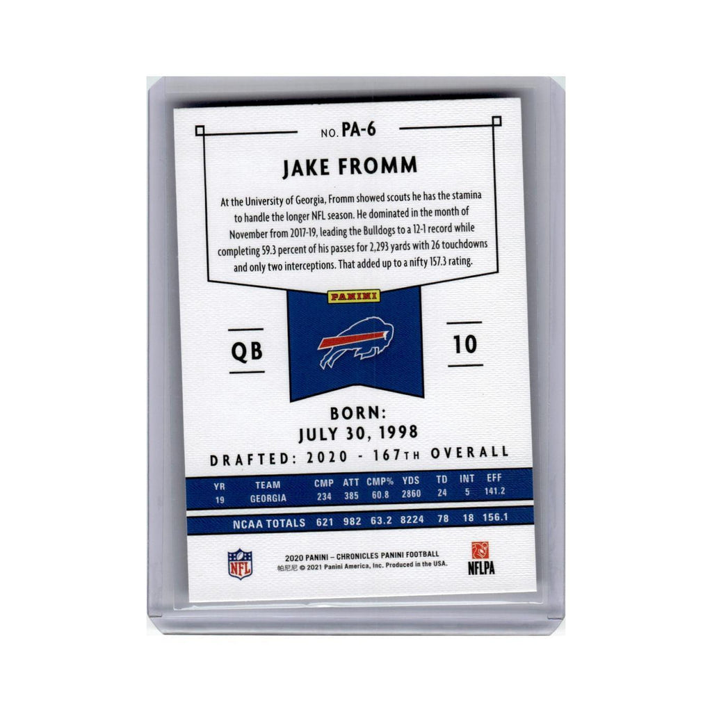 Jake Fromm Rookie 2020 Panini Chronicles #PA-6 Buffalo Bills Football Card NM