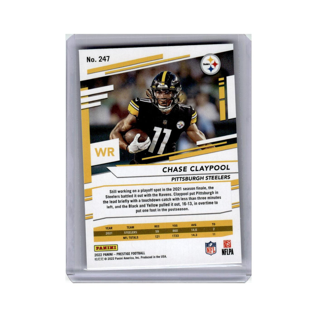 Chase Claypool 2022 Panini Prestige Xtra Points #247 Pittsburgh Steelers NM