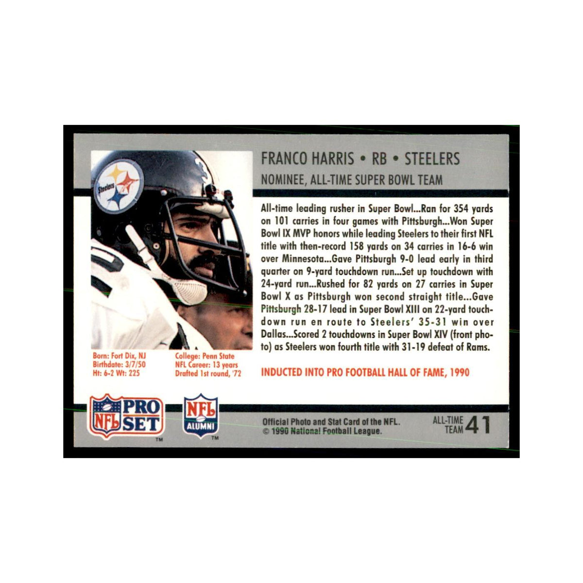 1990 Pro Set Silver Anniversary Commemorative Franco Harris #41