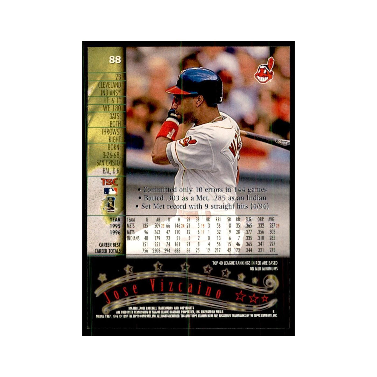 1997 Stadium Club Jose Vizcaino Baseball Cards #88
