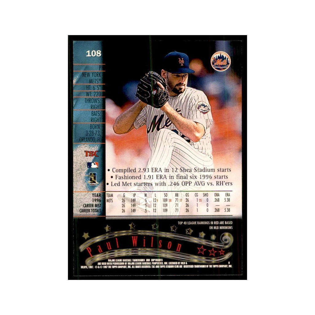 1997 Stadium Club Paul Wilson Baseball Cards #108
