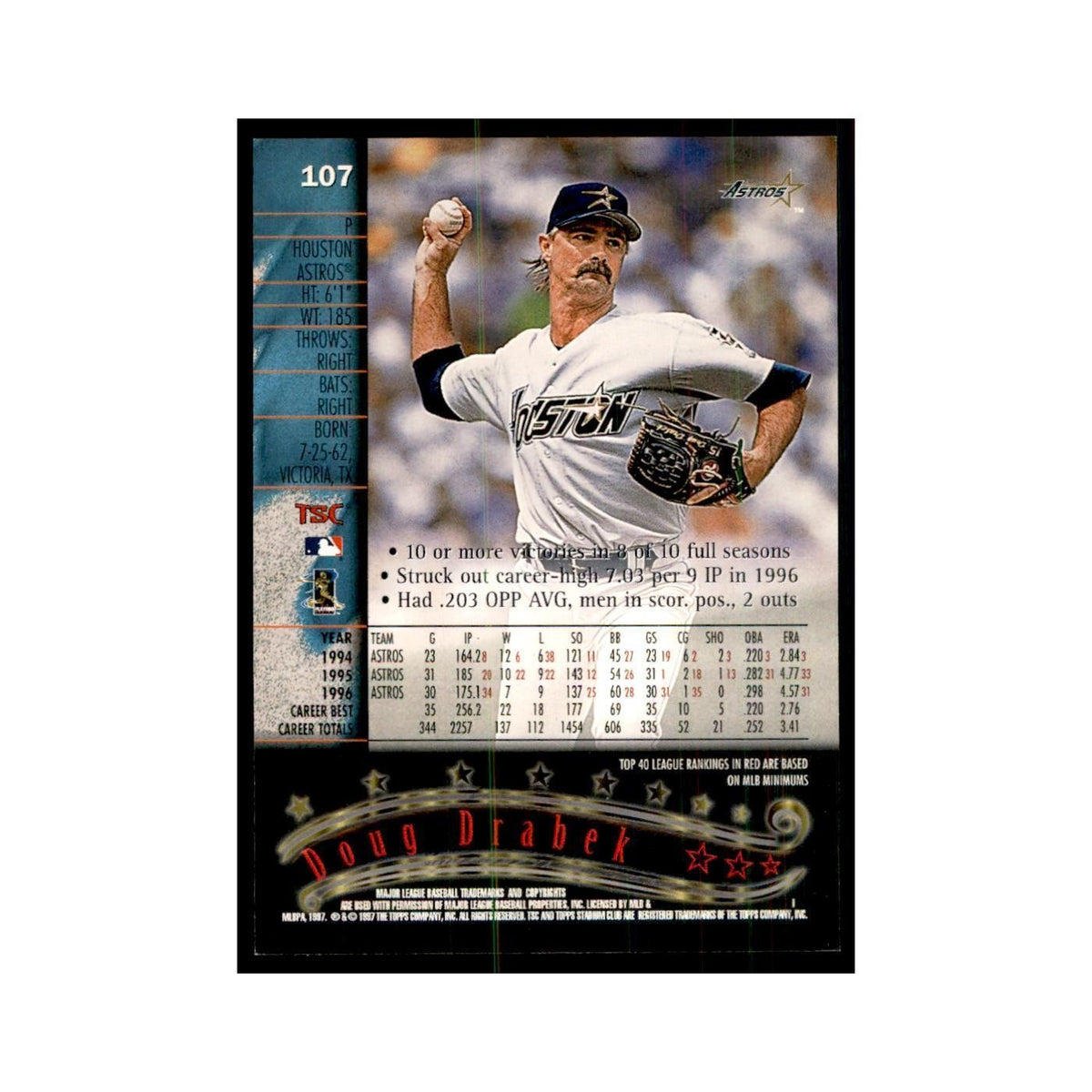 1997 Stadium Club Doug Drabek Baseball Cards #107