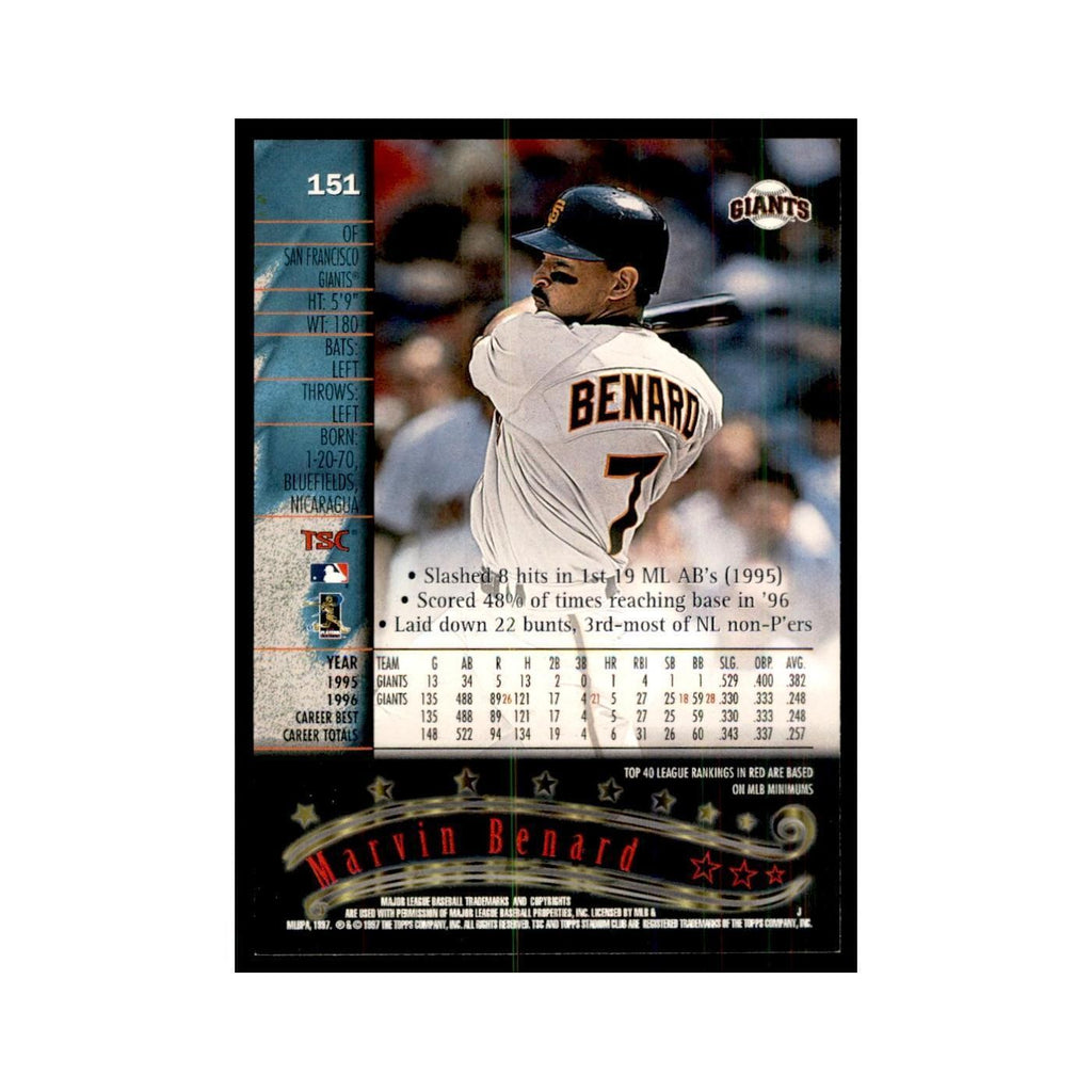 1997 Stadium Club Marvin Benard Baseball Cards #151