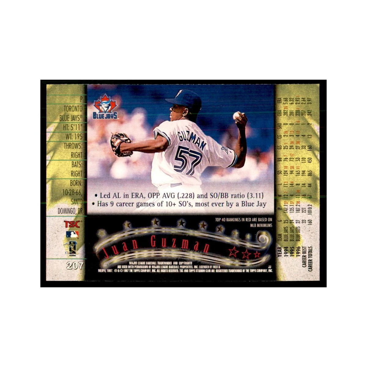1997 Stadium Club Juan Guzman Baseball Cards #207