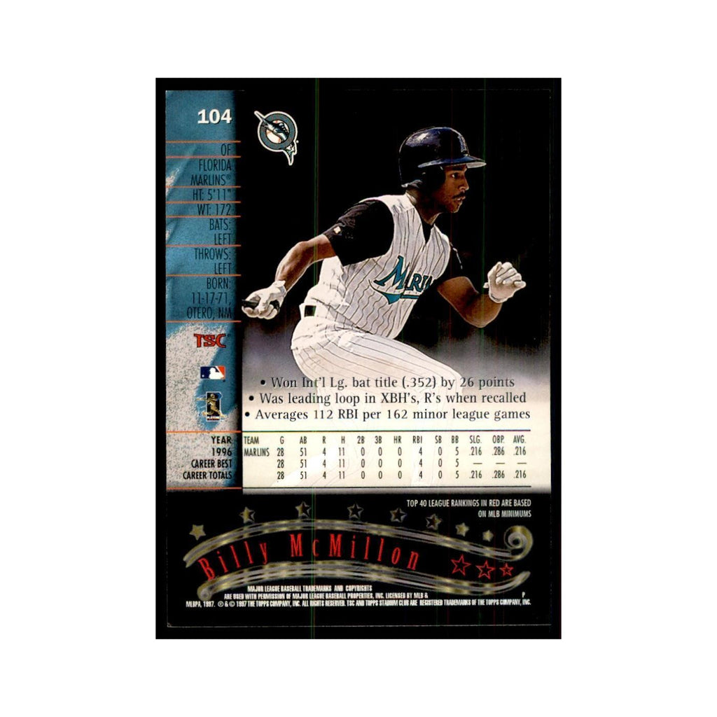 1997 Stadium Club Billy McMillon Baseball Cards #104