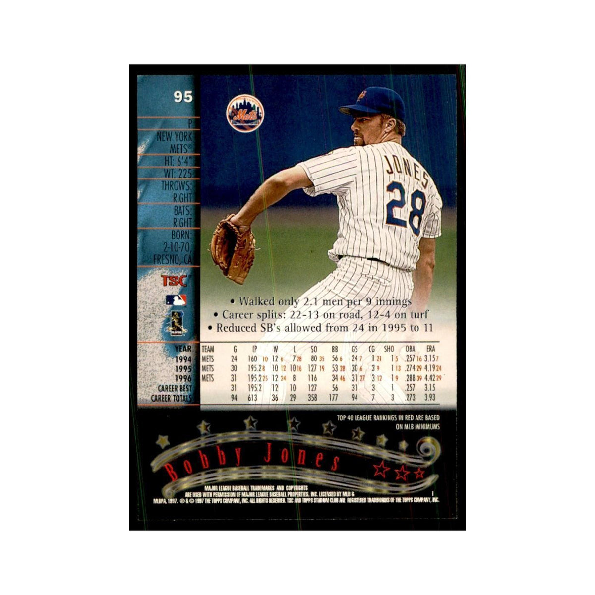 1997 Stadium Club Bobby Jones Baseball Cards #95