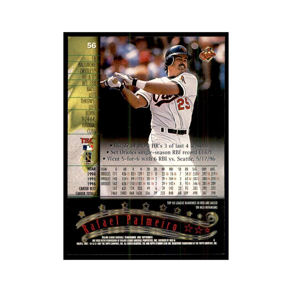 1997 Stadium Club Rafael Palmeiro Baseball Cards #56