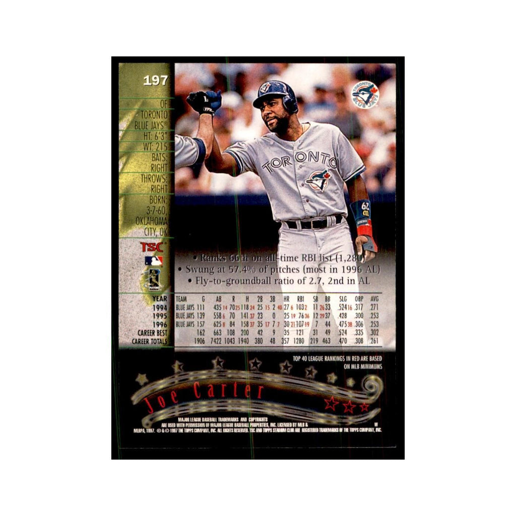 1997 Stadium Club Joe Carter Baseball Cards #197