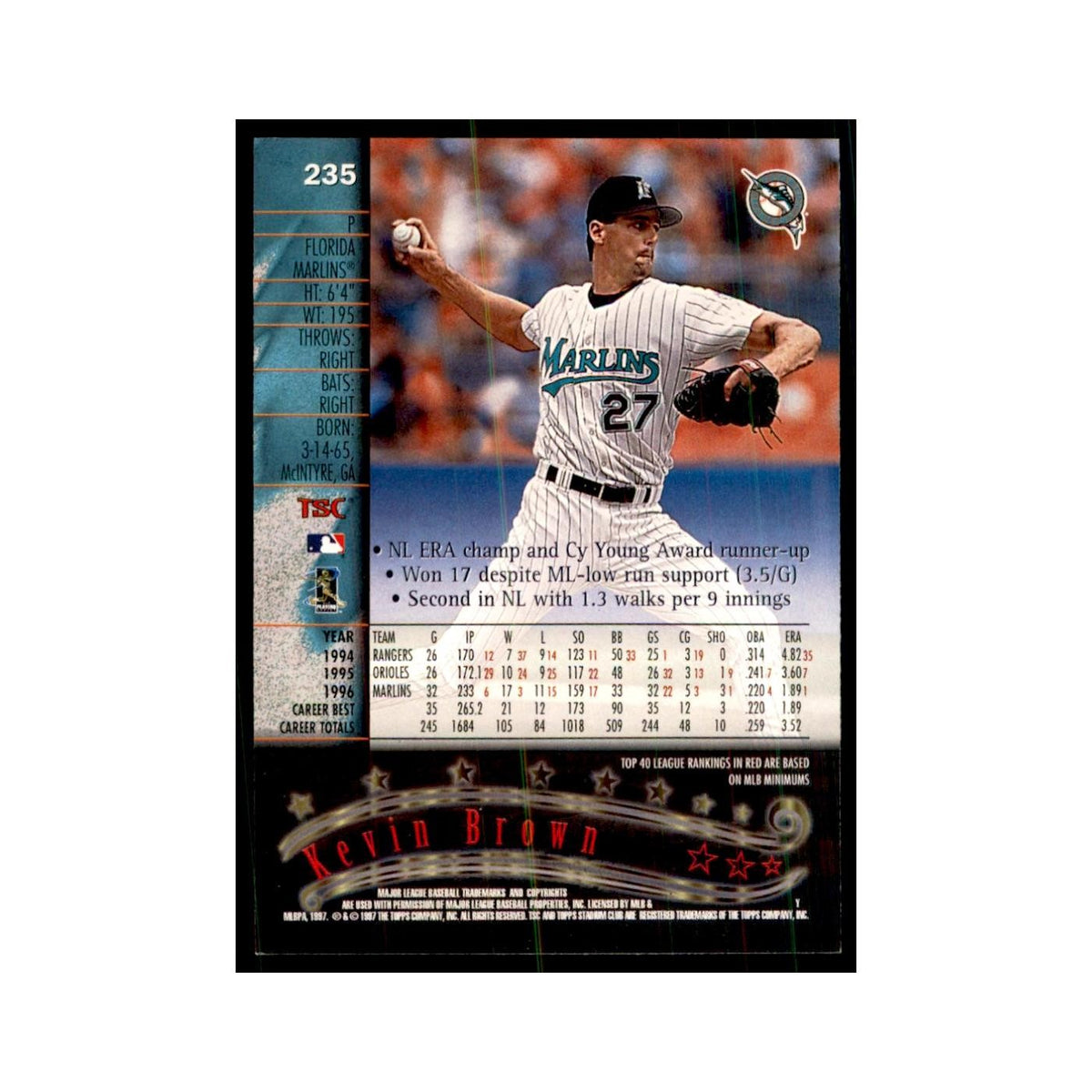 1997 Stadium Club Kevin Brown Baseball Cards #235