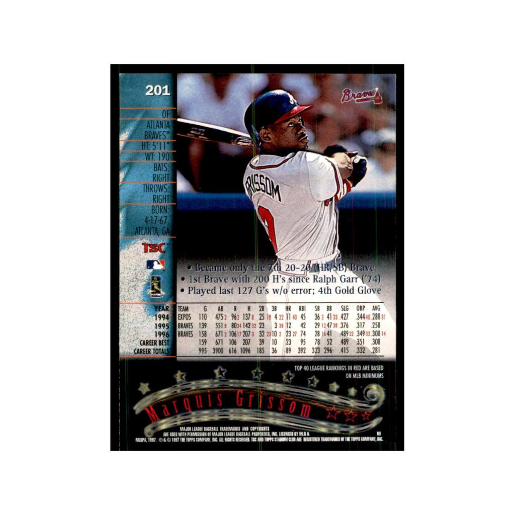 1997 Stadium Club Marquis Grissom Baseball Cards #201