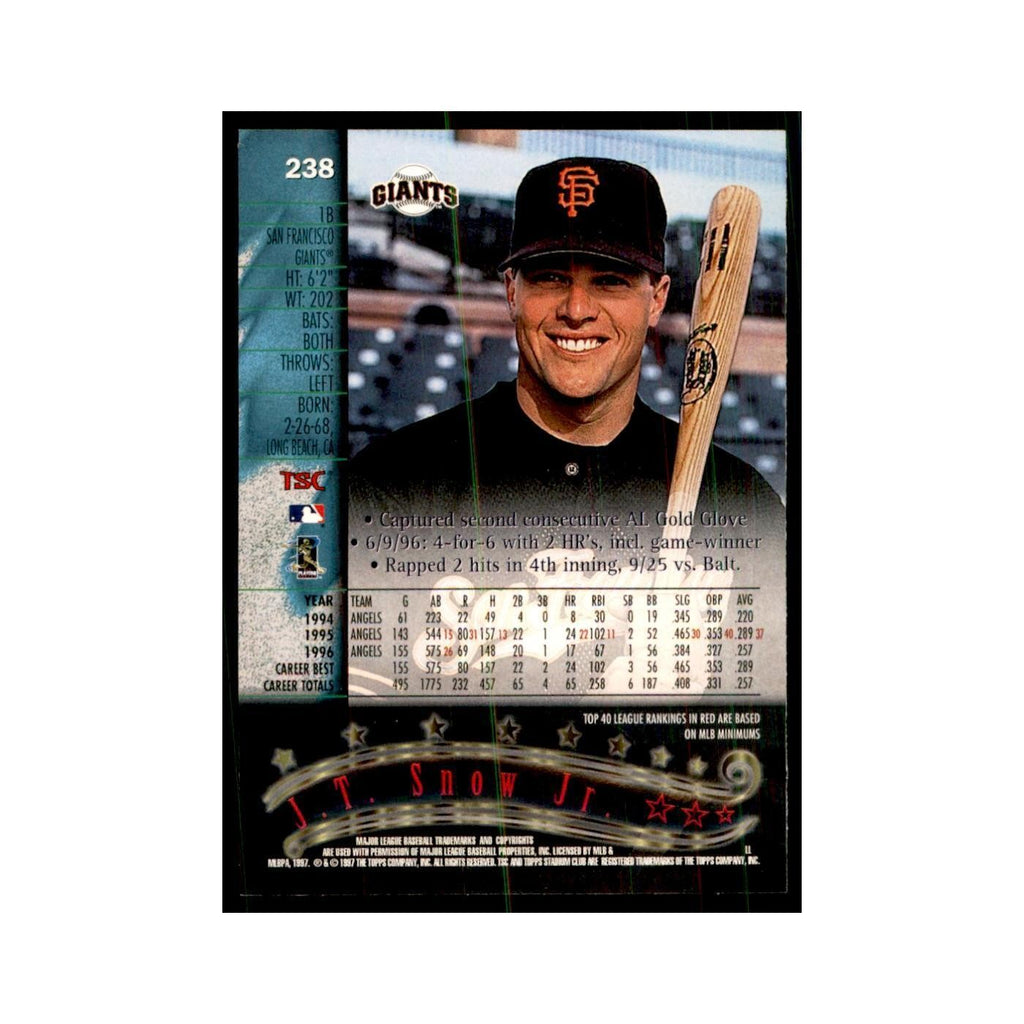 1997 Stadium Club J.T. Snow Jr. Baseball Cards #238