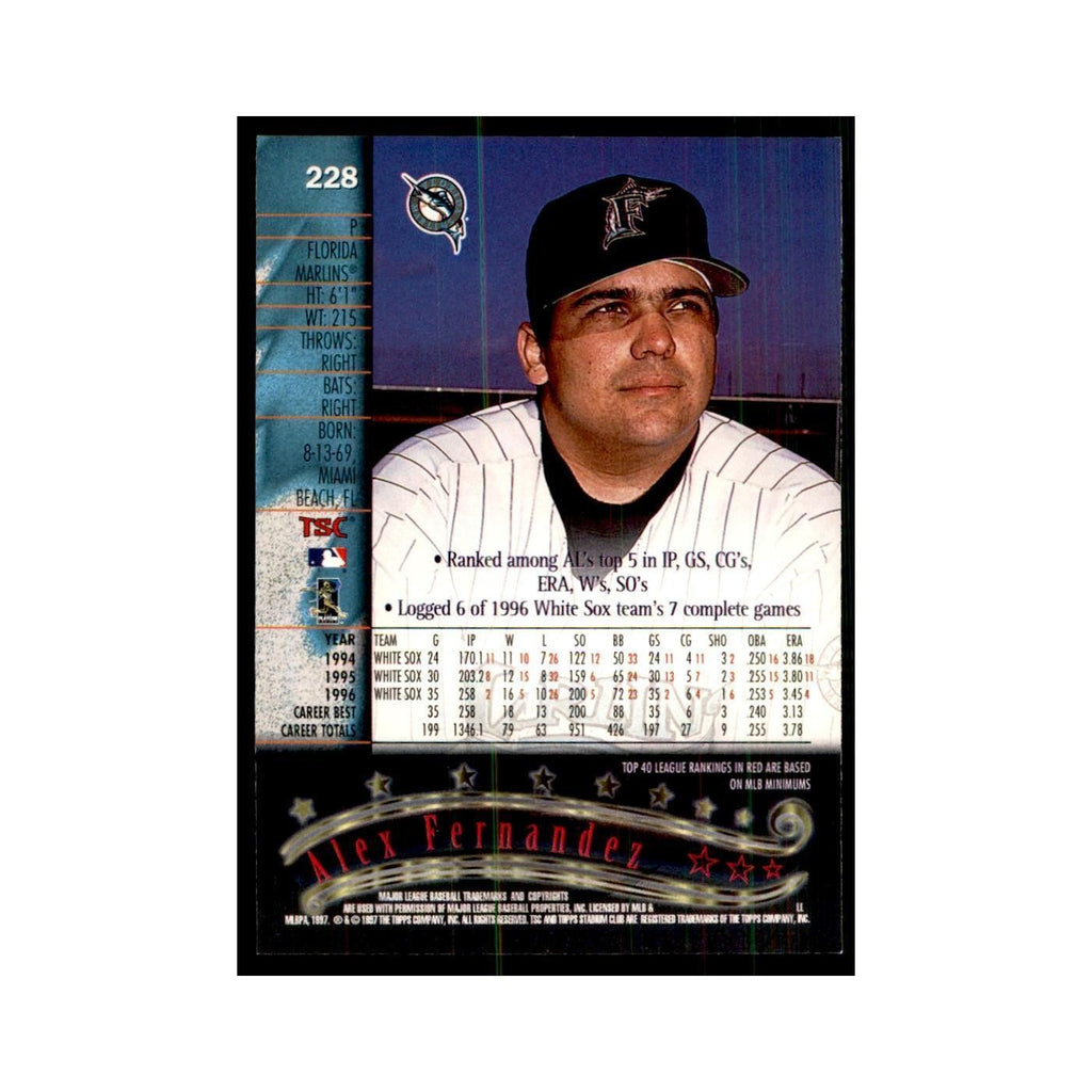 1997 Stadium Club Alex Fernandez Baseball Cards #228