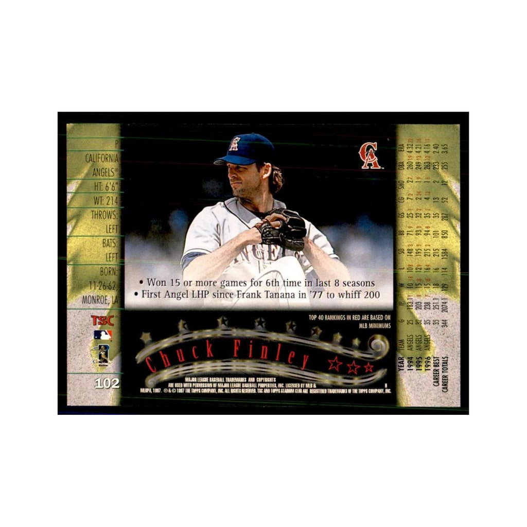 1997 Stadium Club Chuck Finley Baseball Cards #102