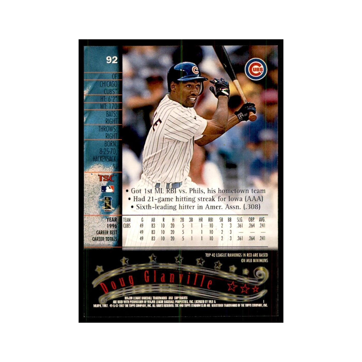 1997 Stadium Club Doug Glanville Baseball Cards #92