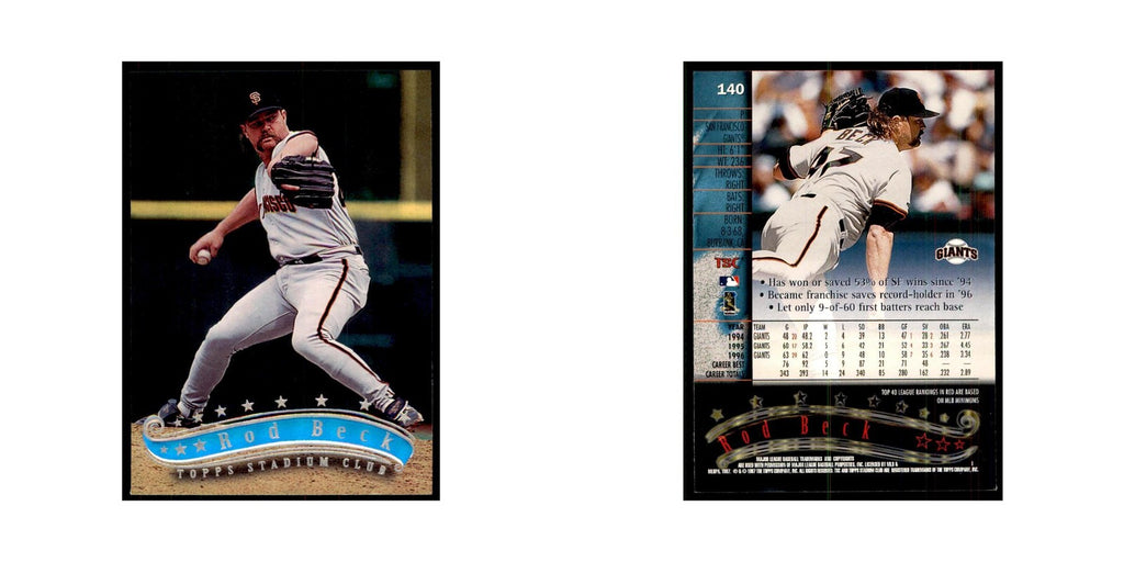 1997 Stadium Club Rod Beck Baseball Cards #140
