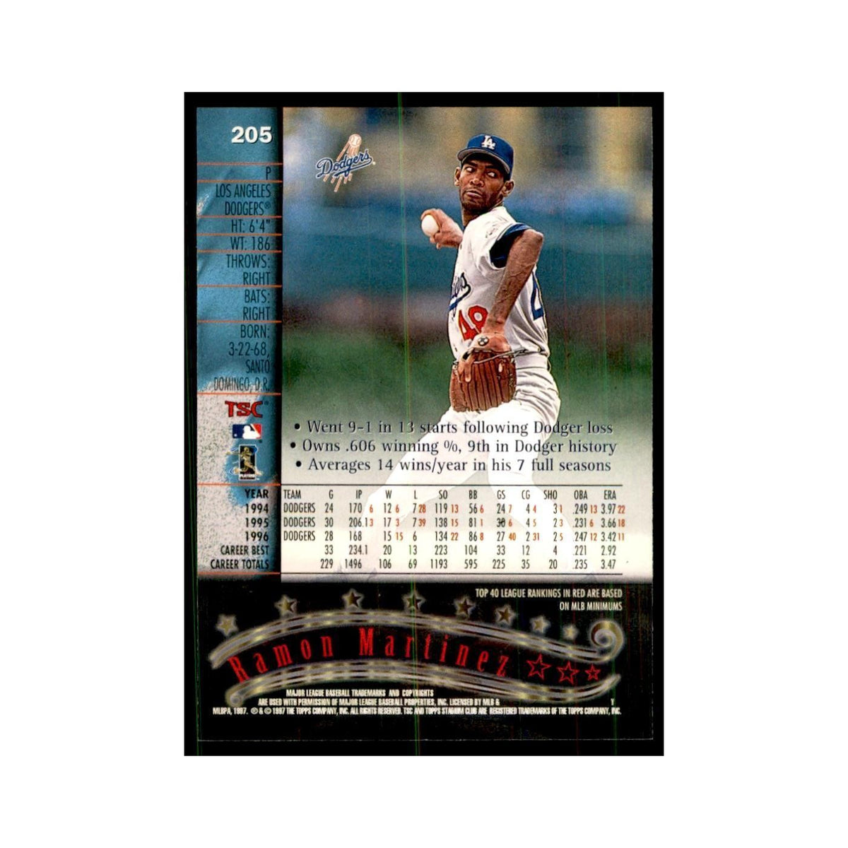 1997 Stadium Club Ramon Martinez Baseball Cards #205