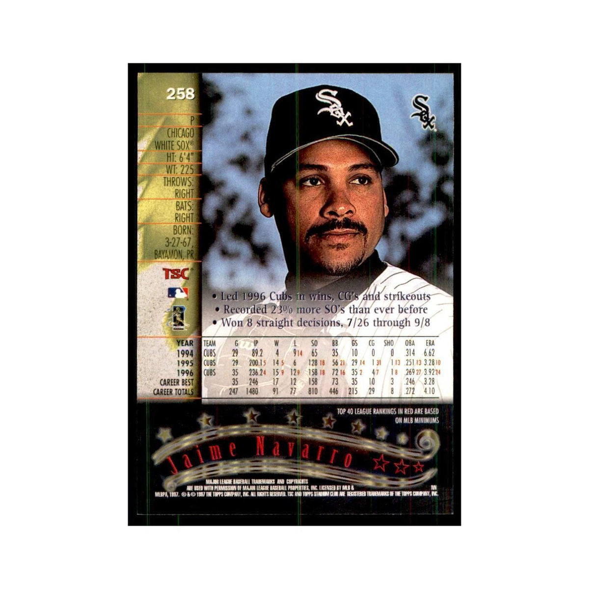 1997 Stadium Club Jaime Navarro Baseball Cards #258
