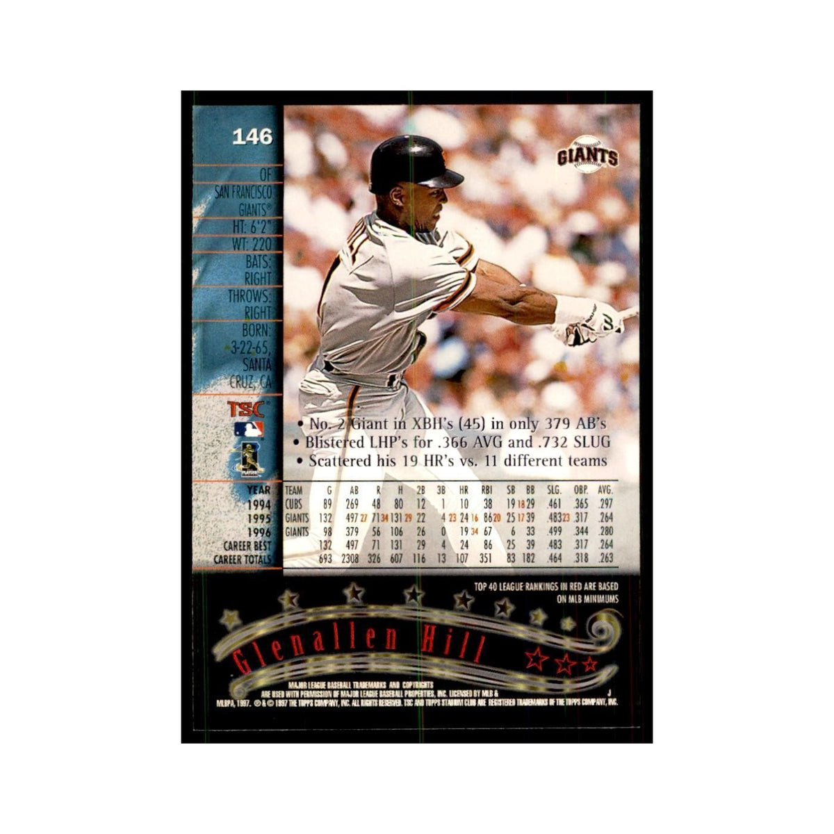 1997 Stadium Club Glenallen Hill Baseball Cards #146