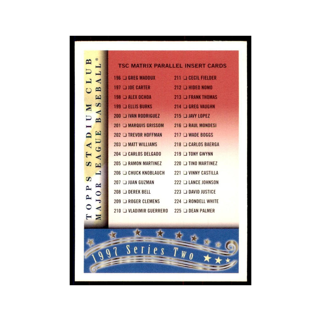 1997 Stadium Club Checklist Baseball Cards #4 OF 4