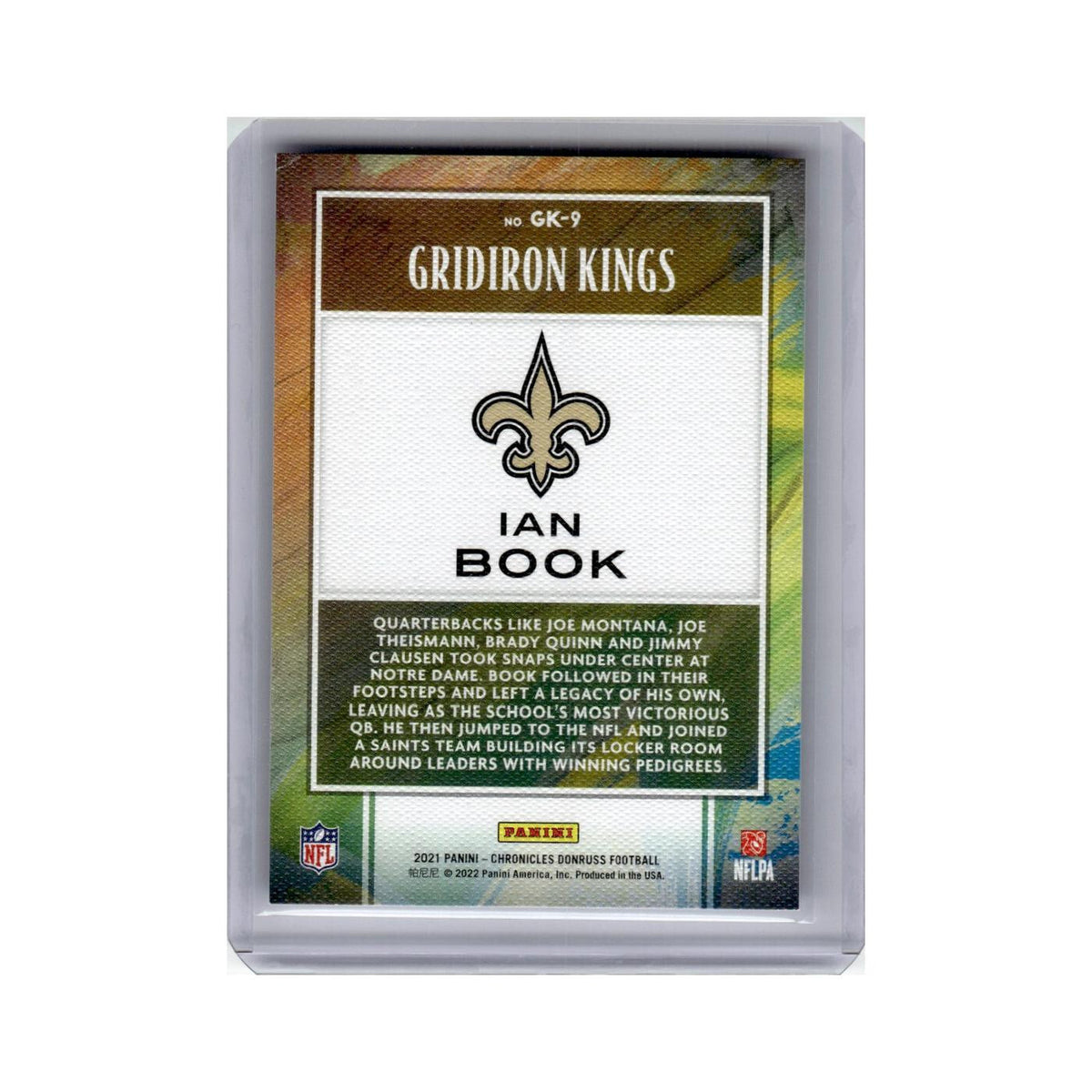 Ian Book 2021 Panini Chronicles Gridiron Kings #GK-9 New Orleans Saints NM