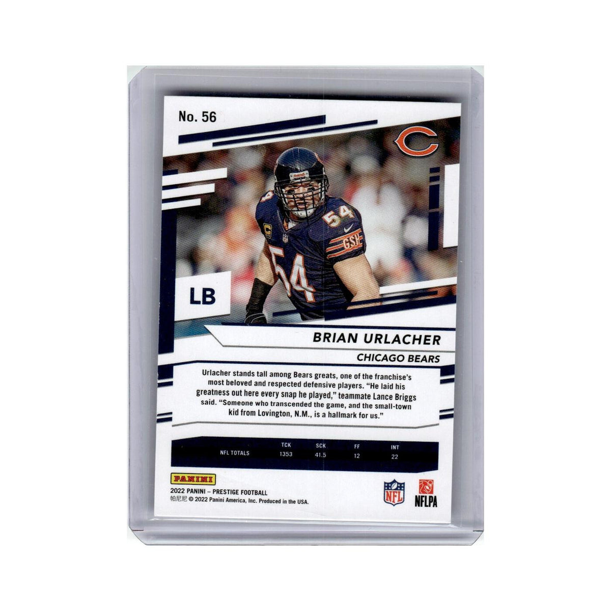 Brian Urlacher 2022 Panini Prestige #56 Chicago Bears Football Card NM