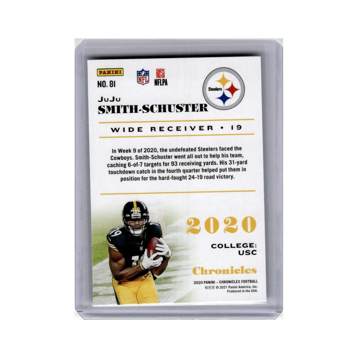 JuJu Smith Schuster 2020 Panini Chronicles #81 Pittsburgh Steelers NM