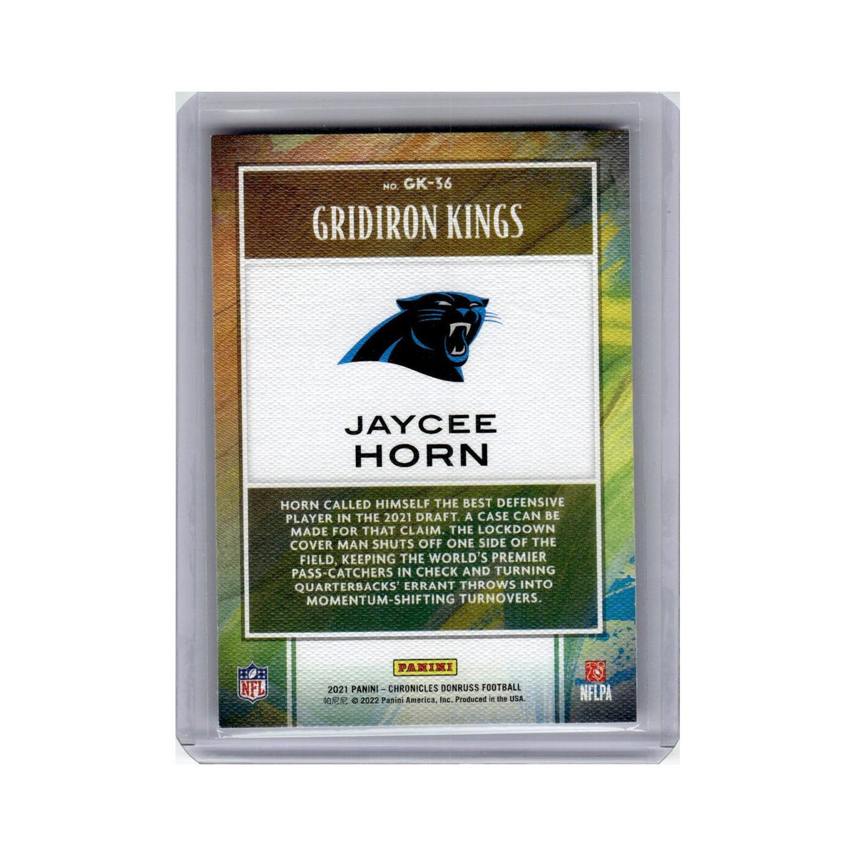 Jaycee Horn 2021 Panini Chronicles Gridiron Kings #GK-36 Carolina Panthers NM