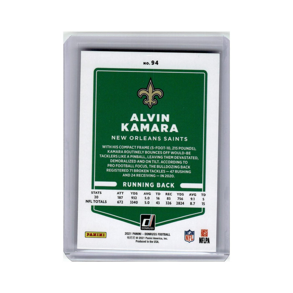 Alvin Kamara 2021 Donruss #94 New Orleans Saints Football Card NM