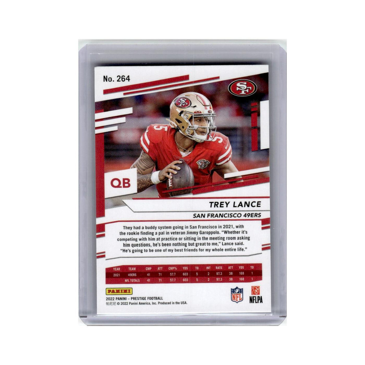 Trey Lance 2022 Panini Prestige #264 San Francisco 49ers Football Card NM