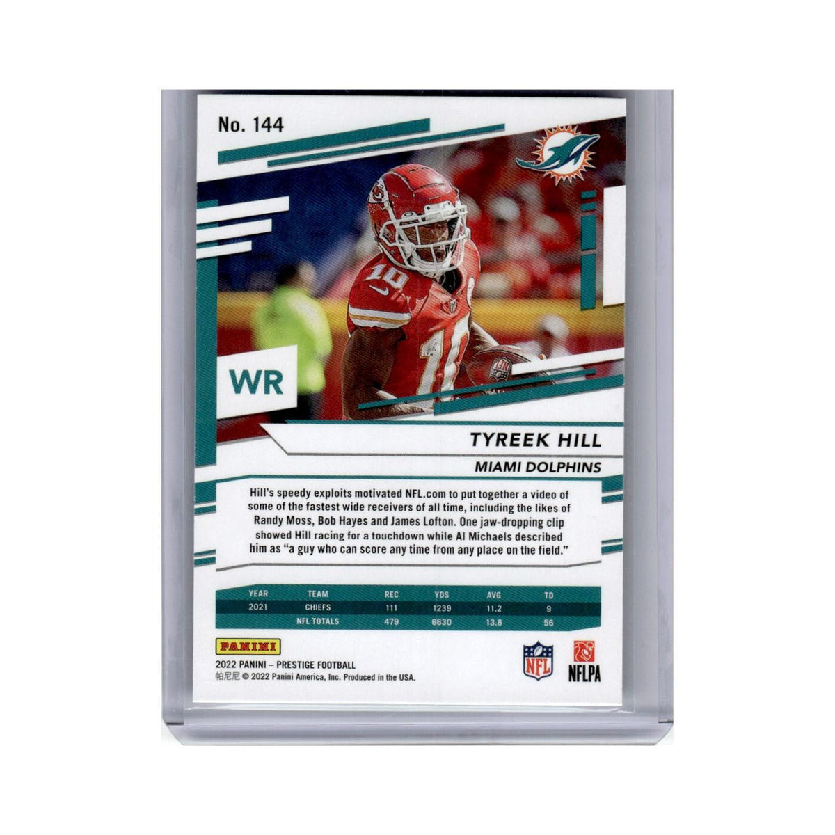 Tyreek Hill 2022 Panini Prestige #144 Miami Dolphins Football Card NM