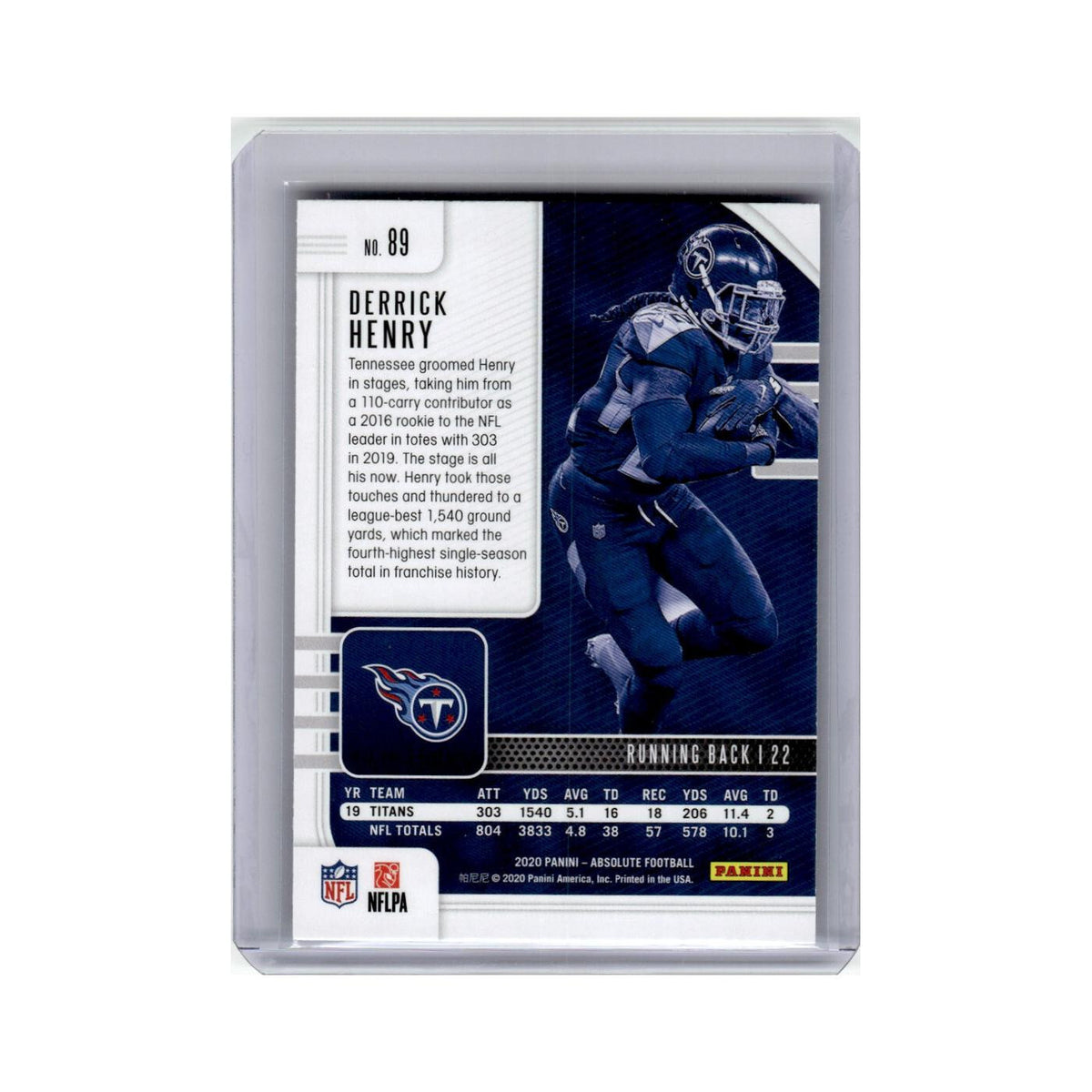 Derrick Henry 2020 Panini Absolute #89 Tennessee Titans Football Card NM
