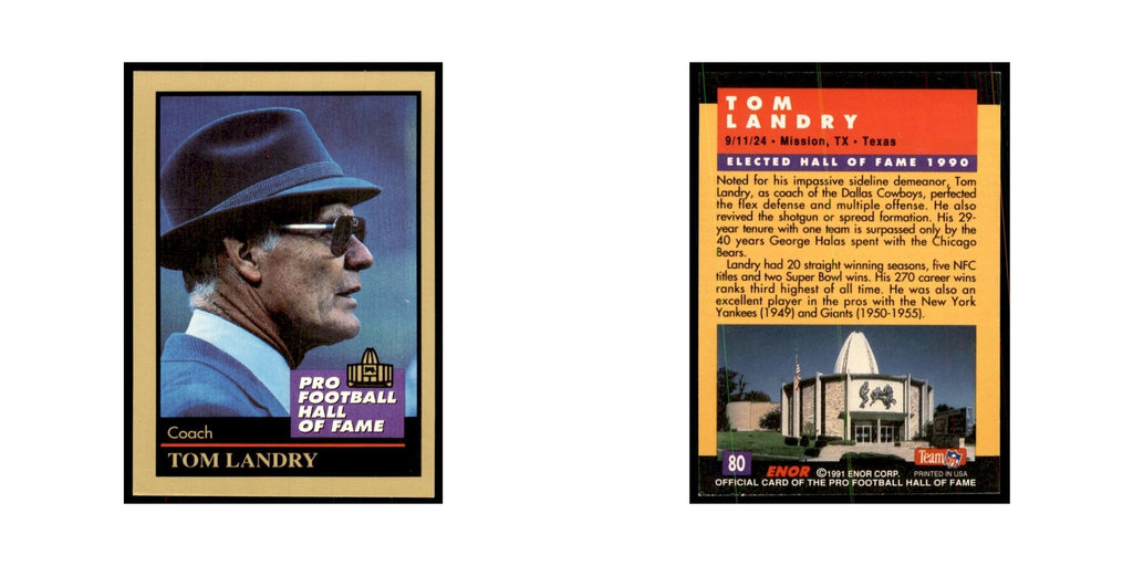 1991 ENOR Corp Tom Landry Football Cards #80
