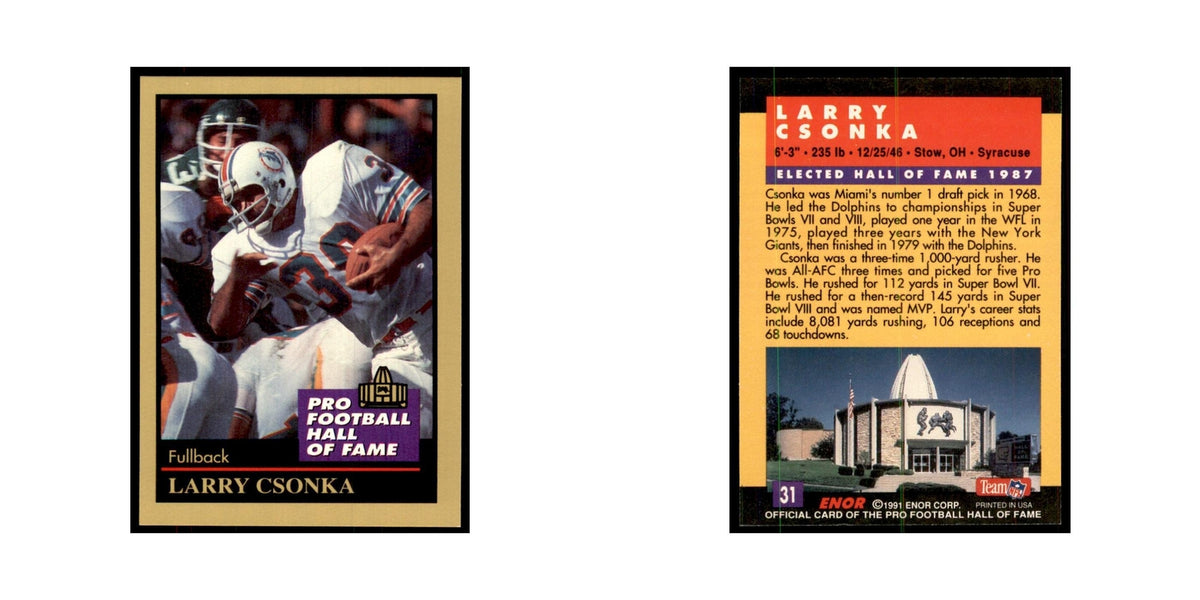1991 ENOR Corp Larry Csonka Football Cards #31