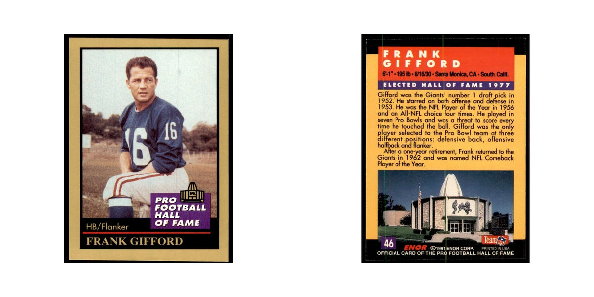 1991 ENOR Corp Frank Gifford Football Cards #46