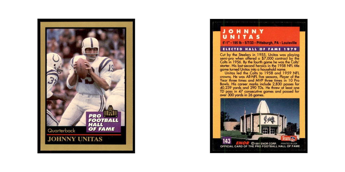 1991 ENOR Corp Johnny Unitas Football Cards #143