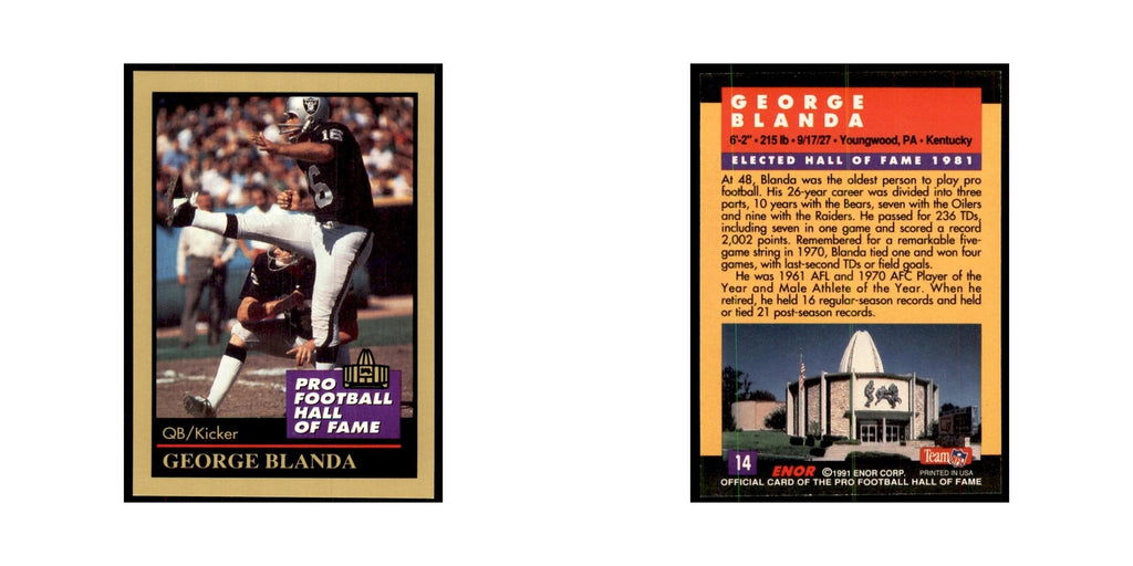 1991 ENOR Corp George Blanda Football Cards #14