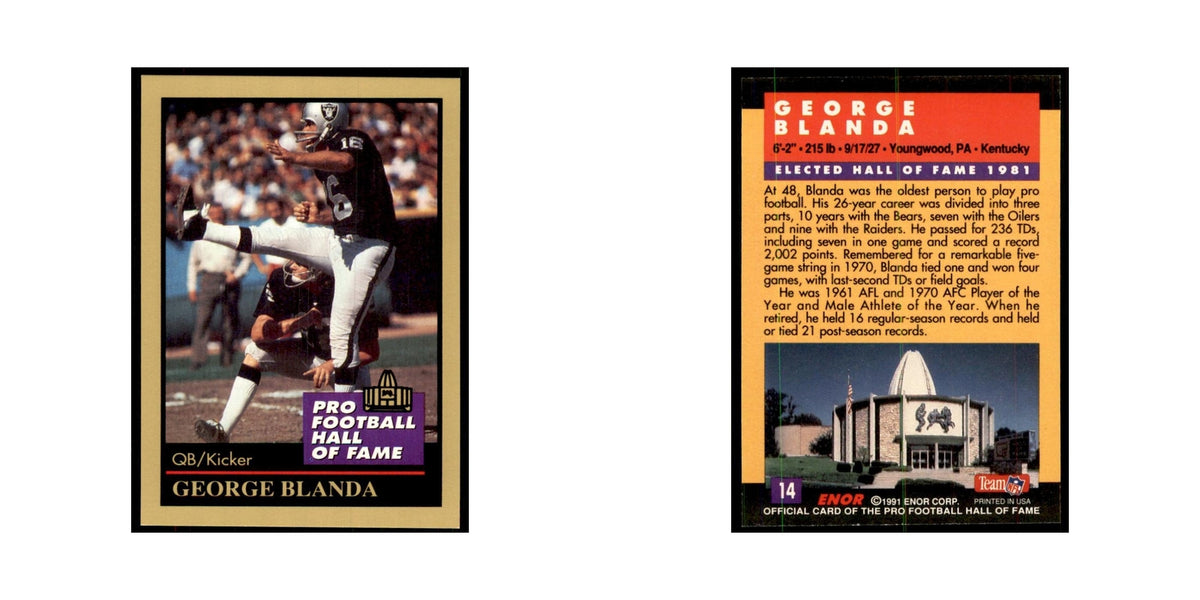 1991 ENOR Corp George Blanda Football Cards #14