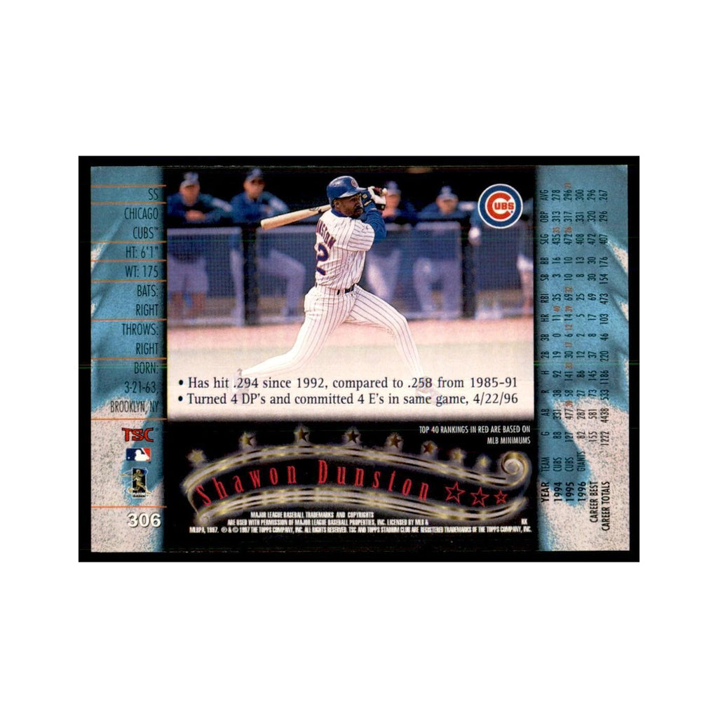 1997 Stadium Club Shawon Dunston Baseball Cards #306