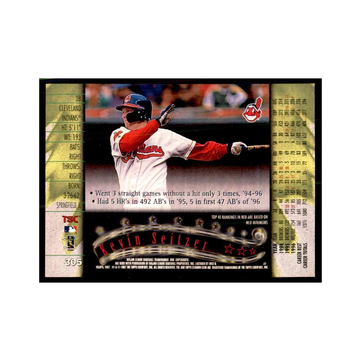 1997 Stadium Club Kein Seitzer Baseball Cards #305