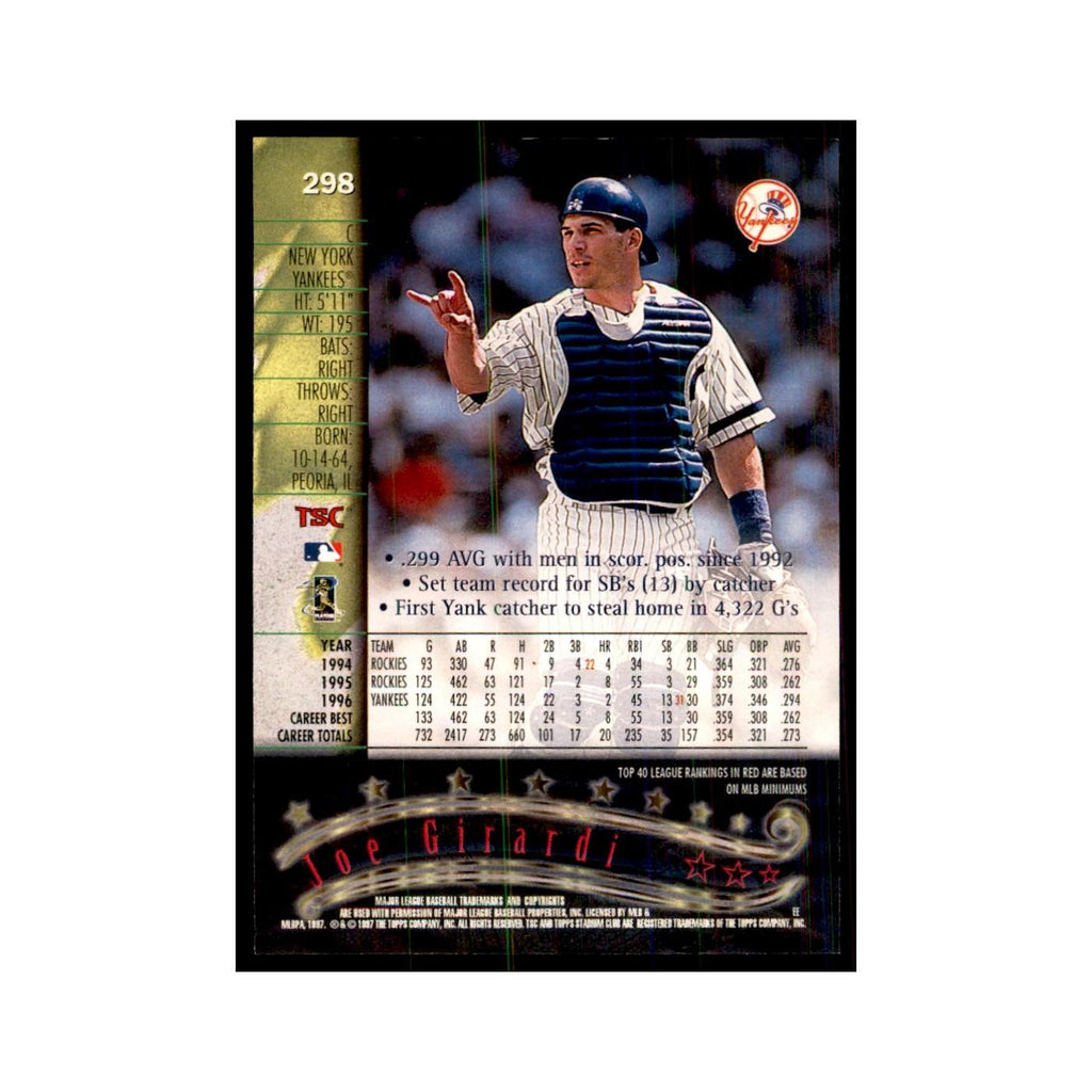 1997 Stadium Club Joe Girardi Baseball Cards #298