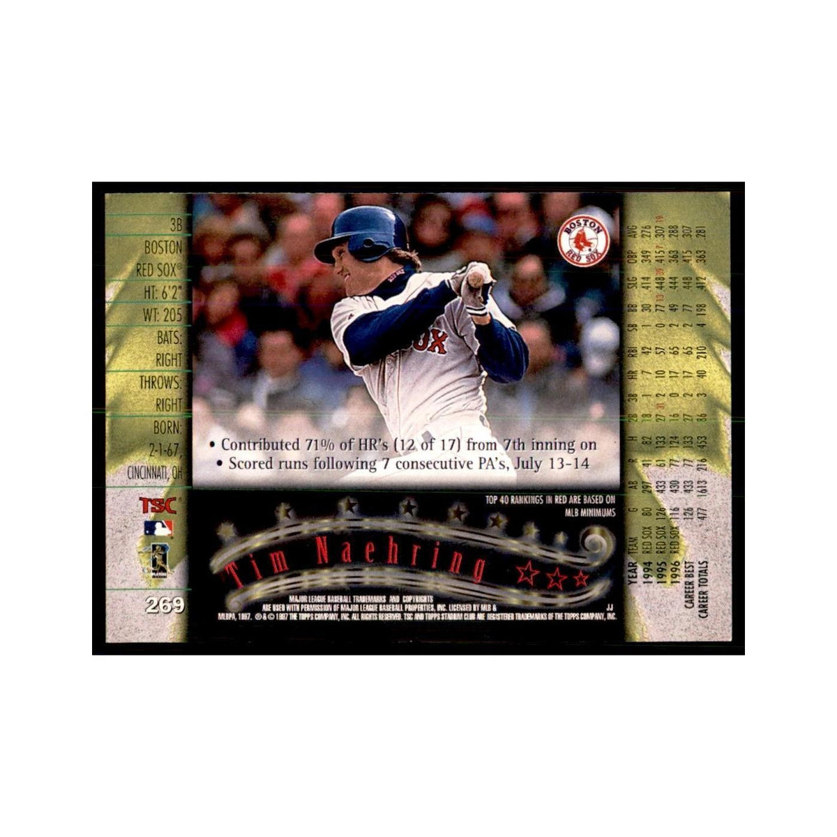 1997 Stadium Club Tim Naehring Baseball Cards #269