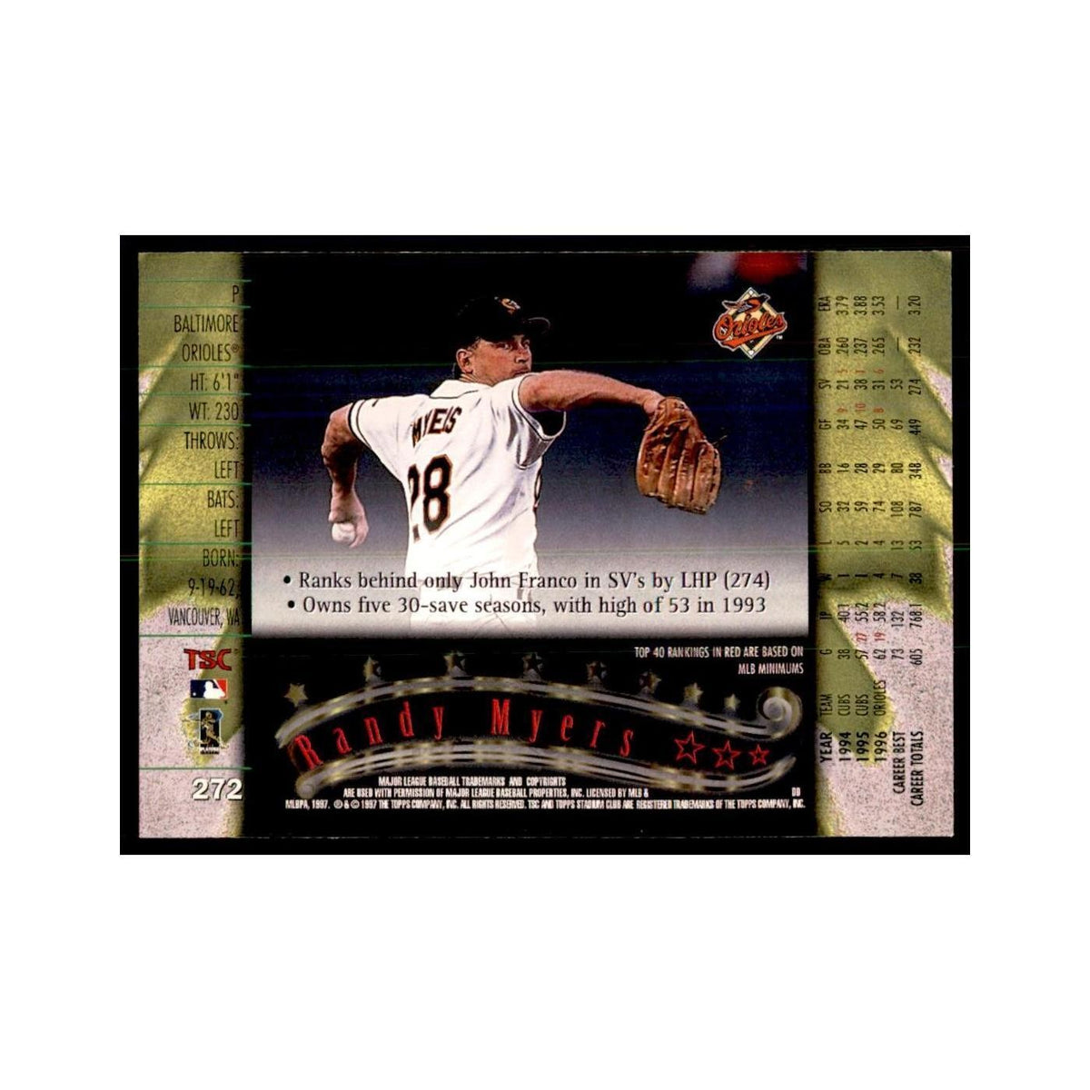 1997 Stadium Club Randy Myers Baseball Cards #272