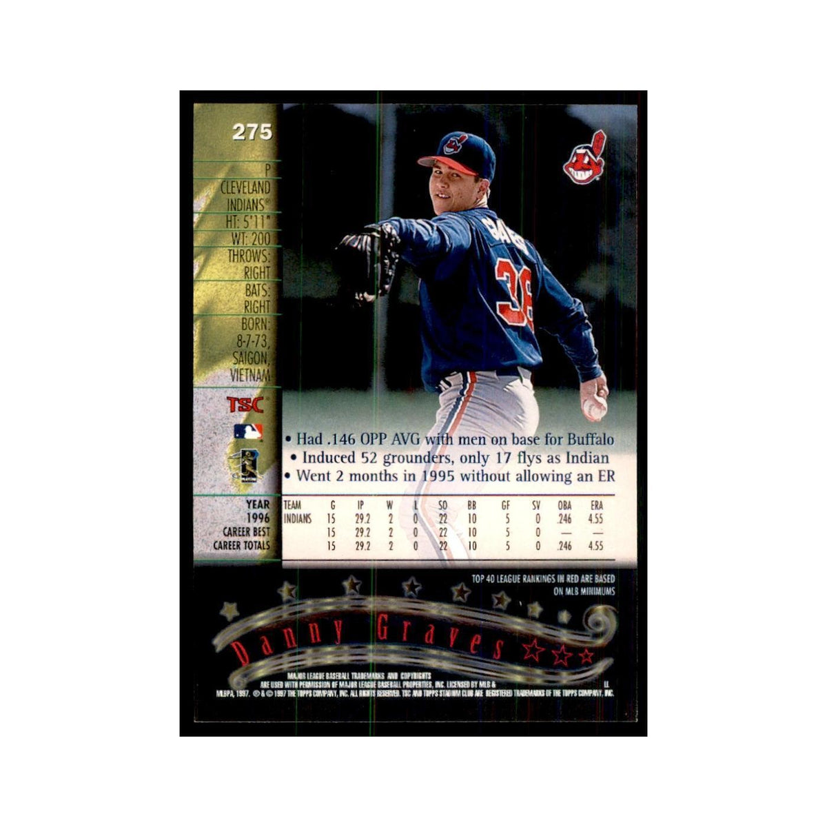 1997 Stadium Club Danny Graves Baseball Cards #275