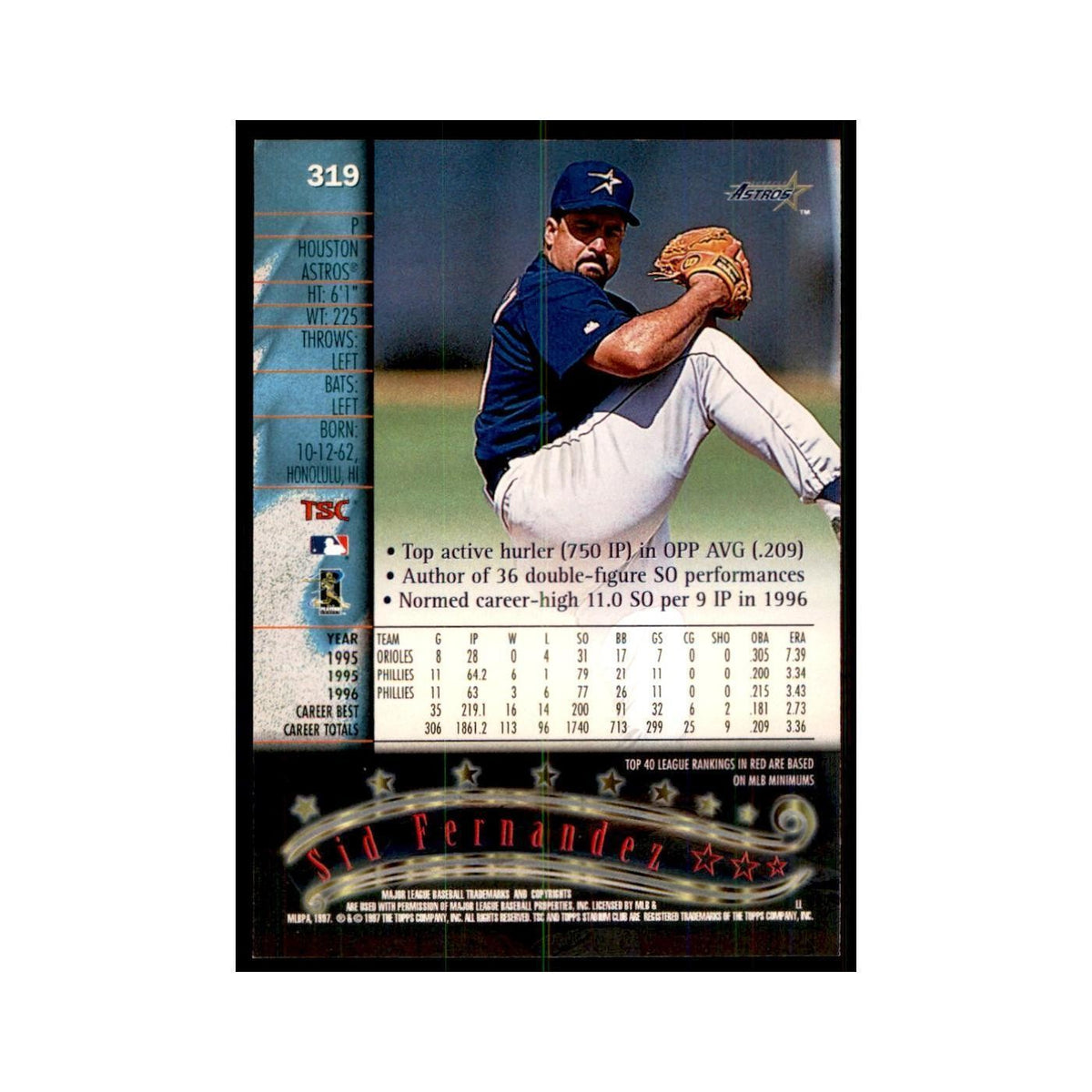 1997 Stadium Club Sid Fernandez Baseball Cards #319