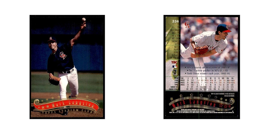 1997 Stadium Club Mark Langston Baseball Cards #334