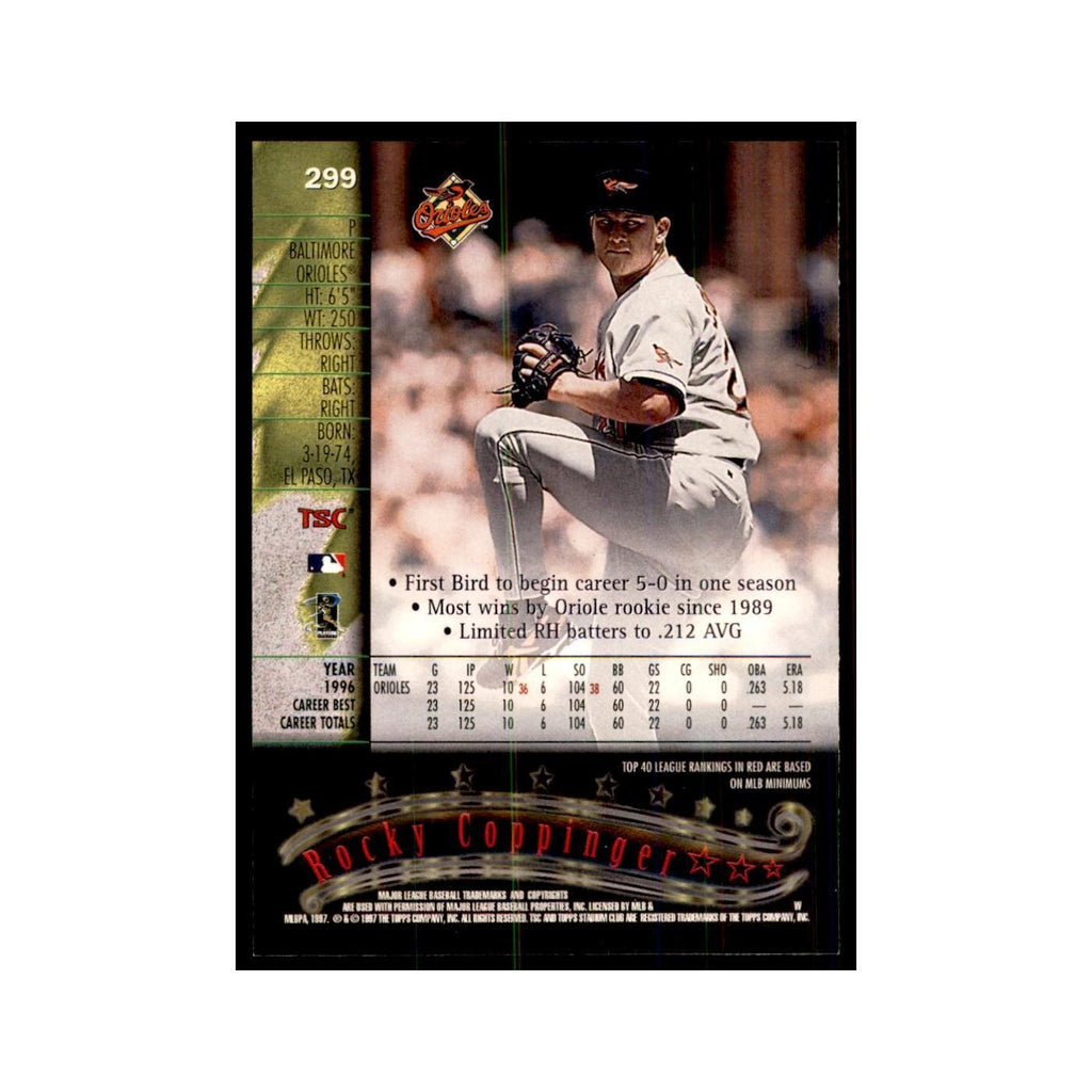 1997 Stadium Club Rocky Coppinger Baseball Cards #299
