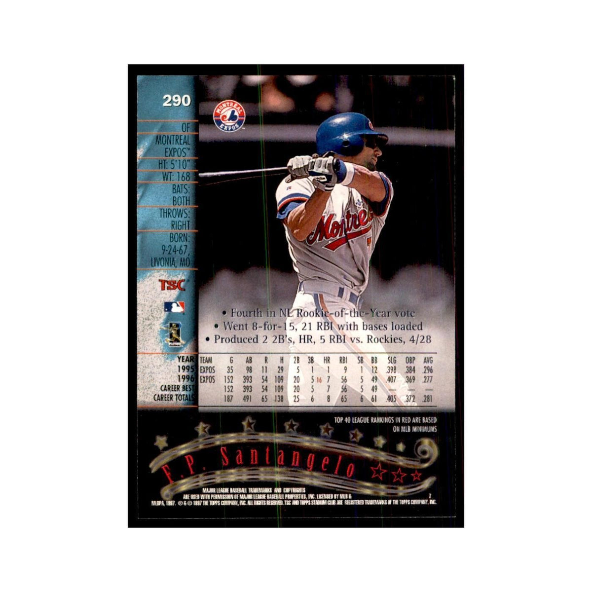 1997 Stadium Club F.P. Santangelo Baseball Cards #290